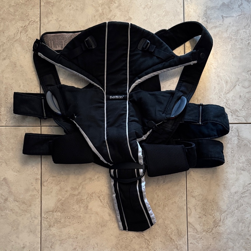 Black Baby Bjorn Carrier with Gray Accents